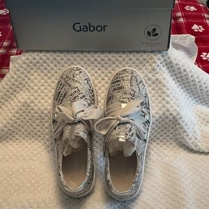 Gabor Text Print White Sneakers